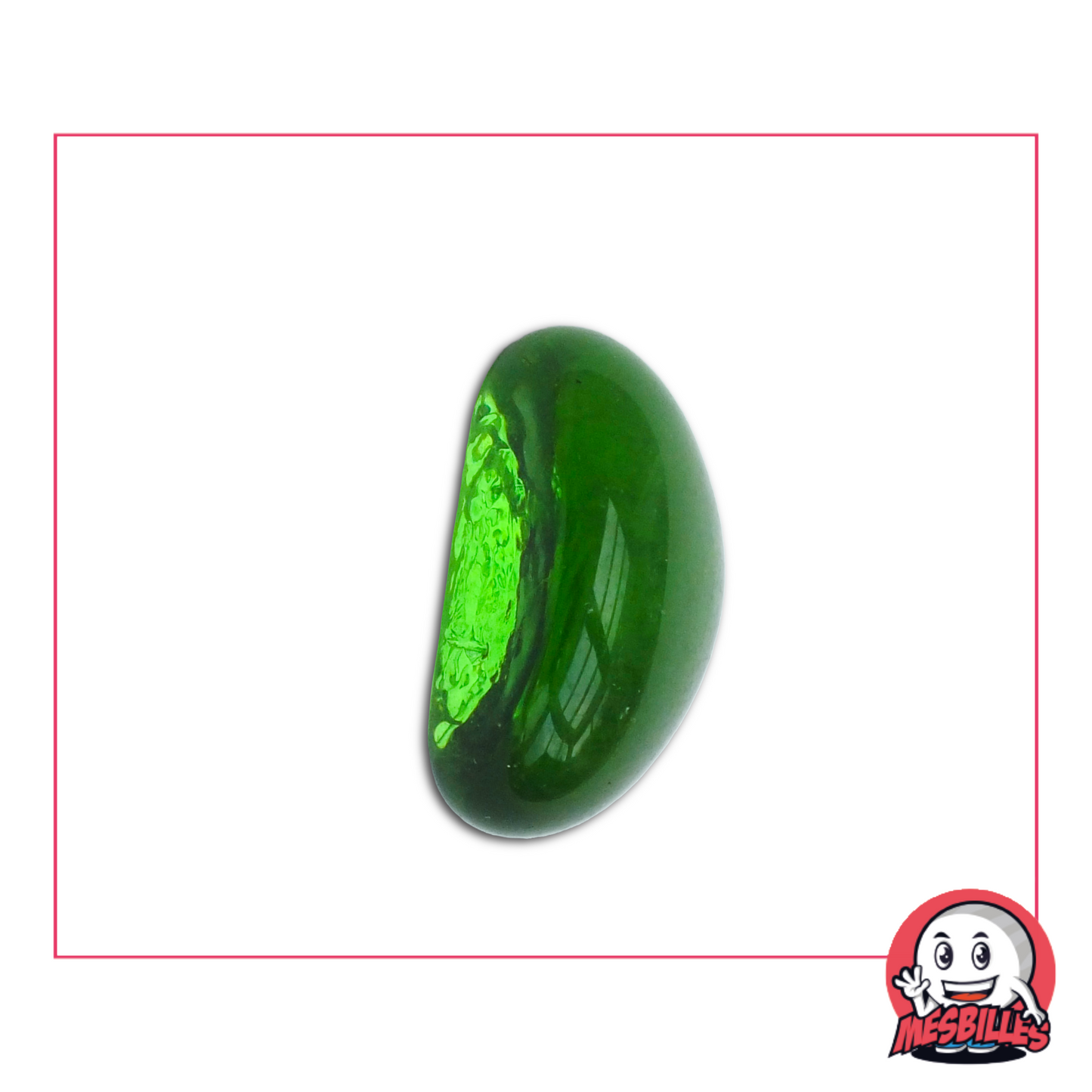 Die Form-Murmeln sind aus Glas, messen etwa 25 x 15 mm und sind transluzent.
