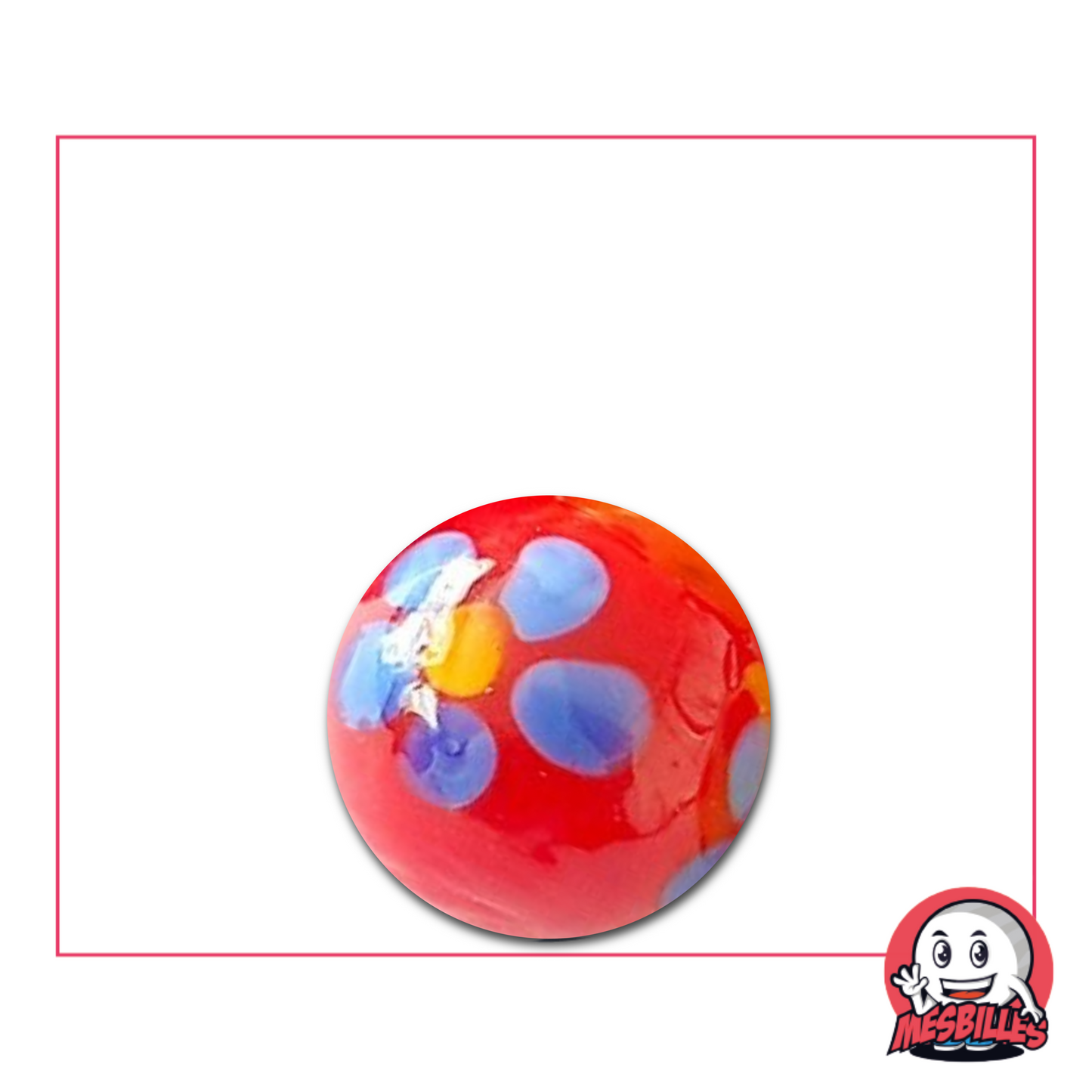 Die Murmeln Pâquerette Rote 16 mm sind handgefertigte Kunstmurmen.