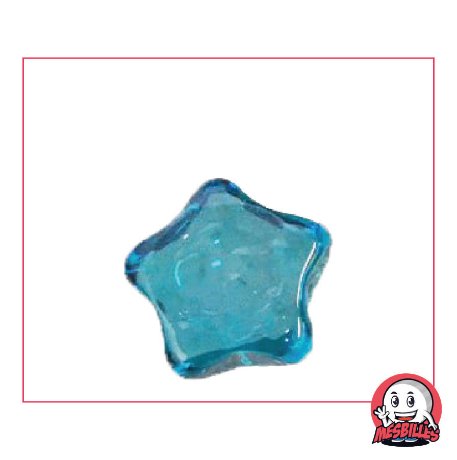 Hollywood-Murmel aus hellblauem, transluzentem Glas, flache Form, Größe 2 cm - MeineMurmeln