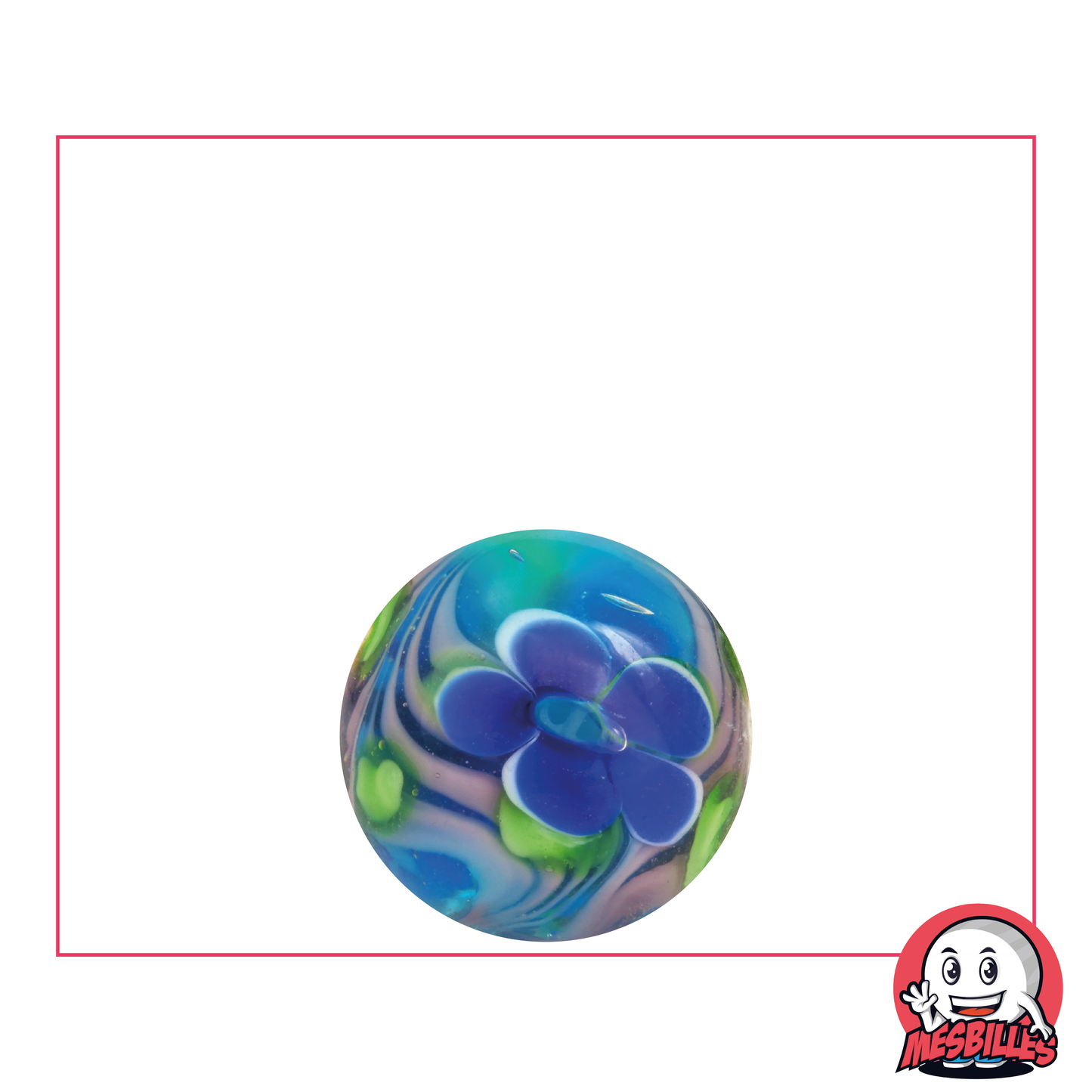 1 Murmel Art Florale Blau 16 mm