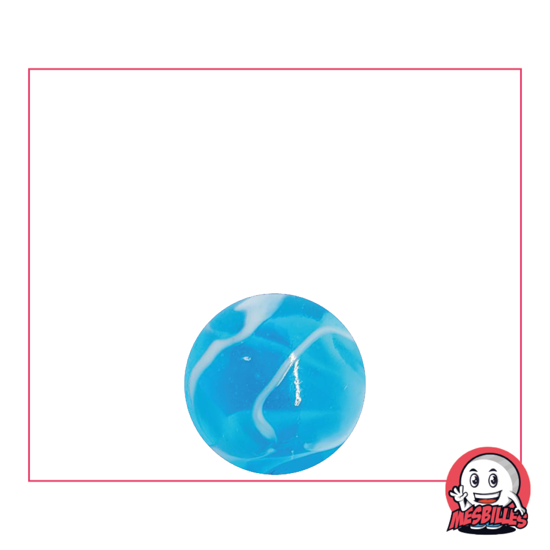 Eine wunderschöne 12-mm-H2O-Murmel mit einem blau-weißen Wirbelmuster, das an Meereswellen erinnert.