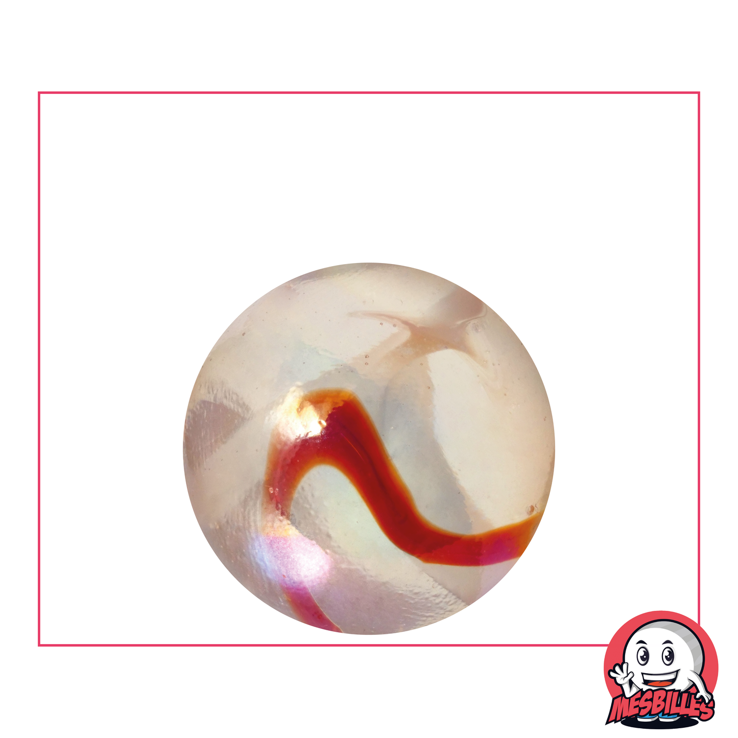 Murmeln Limonade 25 mm, eine durchscheinende orange-rosa Murmeln mit orangefarbenem Bernstein - MeineMurmeln