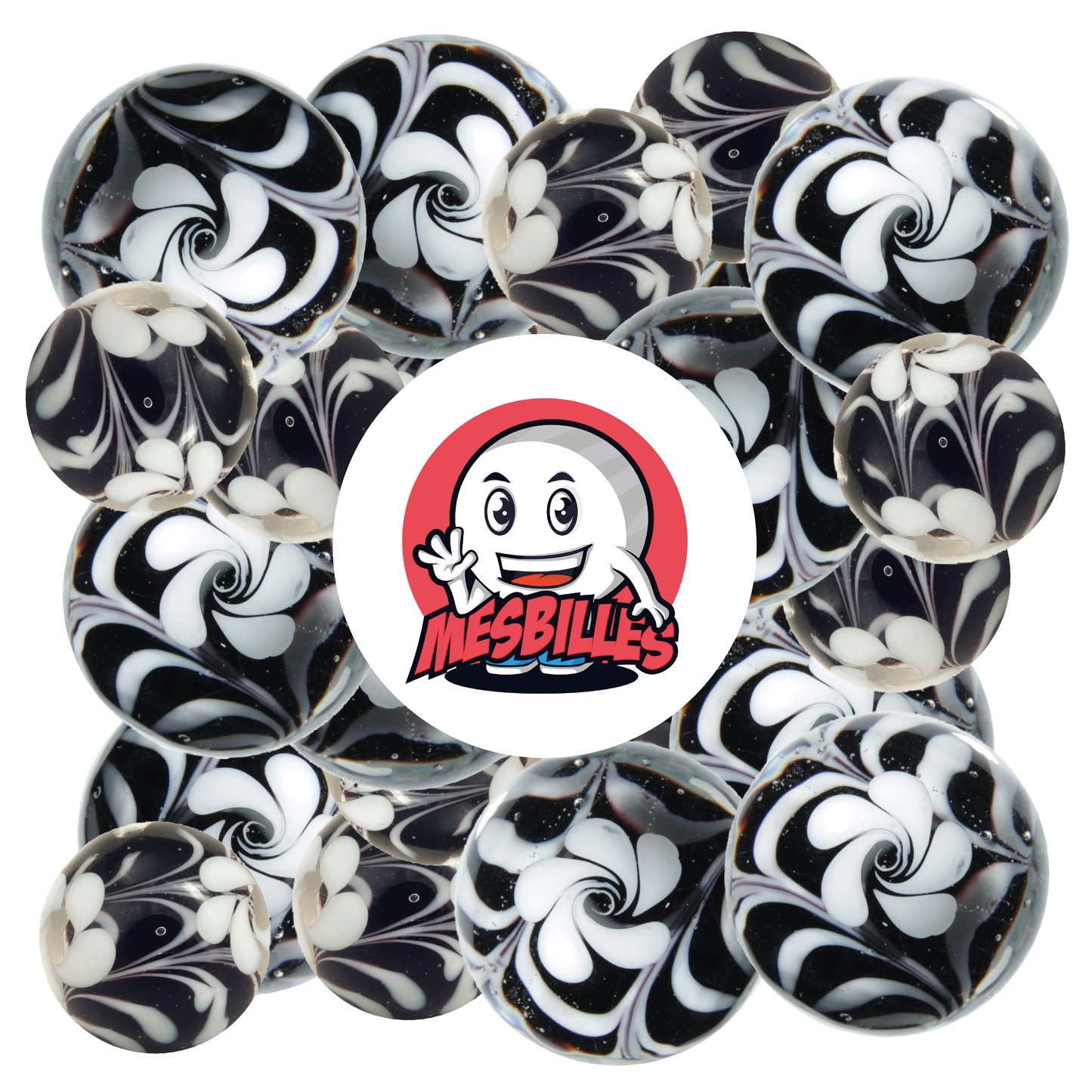 1 Murmel Art Fleur Noire 22 mm
