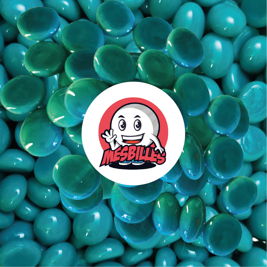 1 Murmeln Flach Perlblau-Entenblau 18 mm