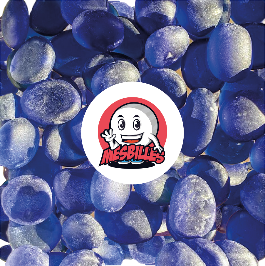 1 Flache Murmel 18 mm Givré Blau-Nacht