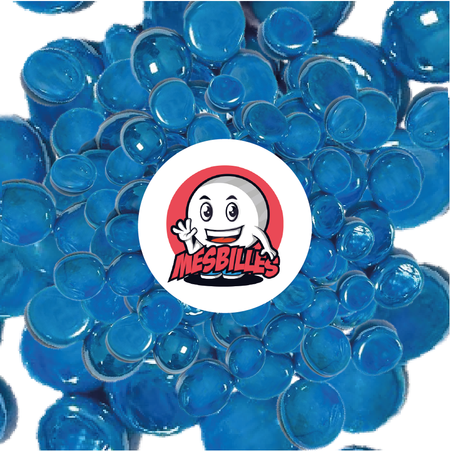 1 Flache Murmeln 12 mm Glänzend Hellblau