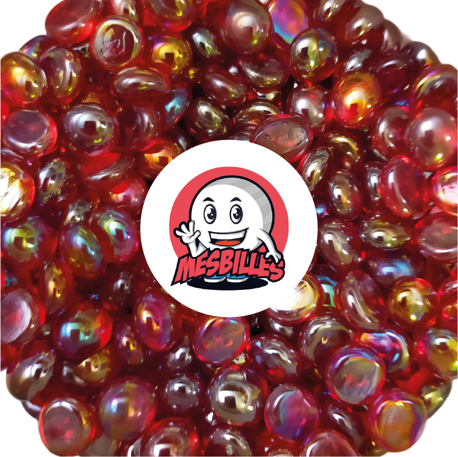 1 Murmeln Flach 12 mm Irisierend Rot