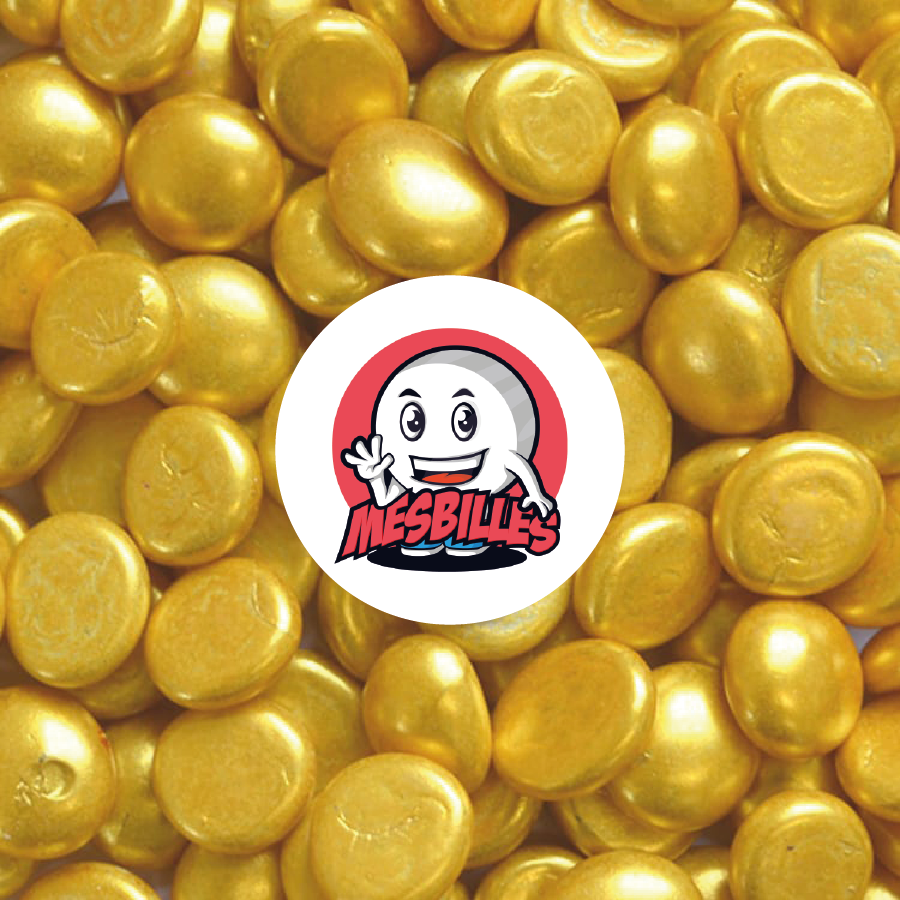 1 Flache Murmel 18 mm Metallisiert Gold