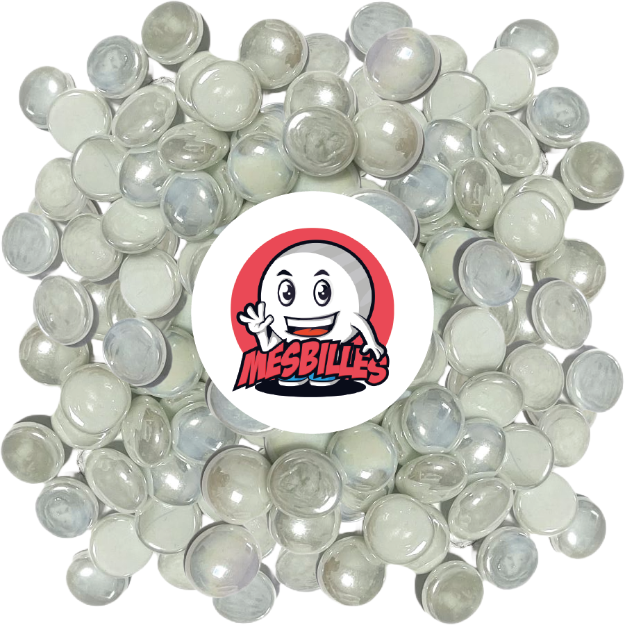 1 Flache Murmel 18 mm Glänzend Weiß