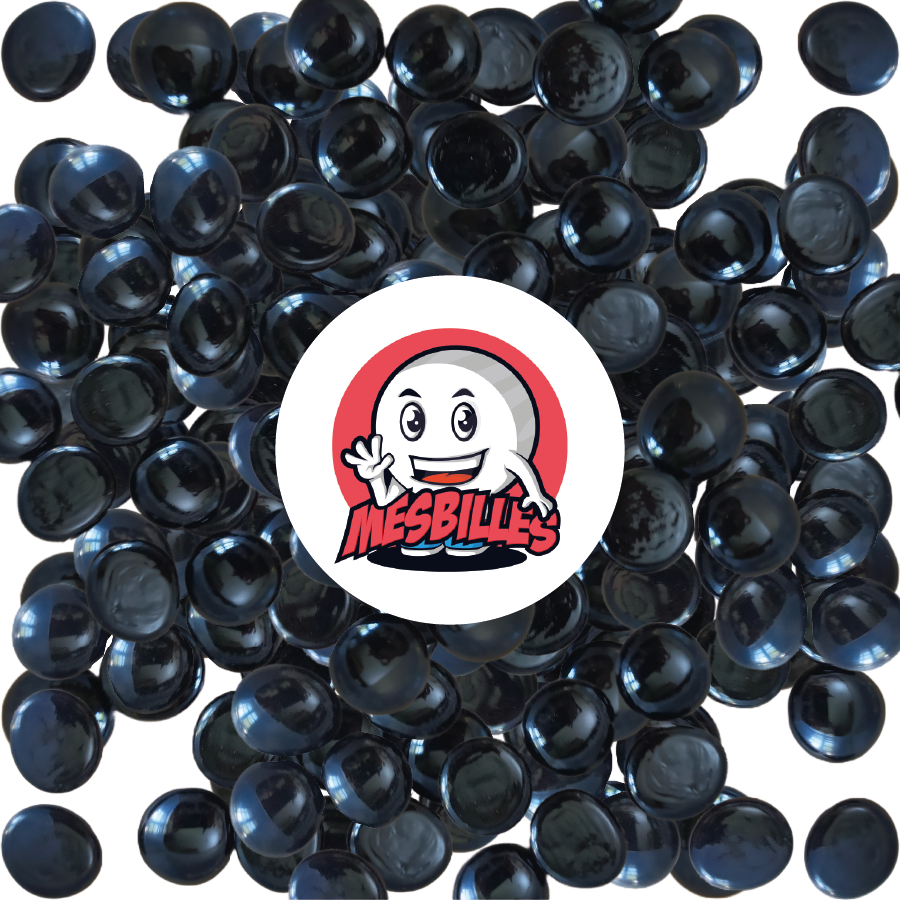 1 Flache Murmel 12 mm Perle Schwarz
