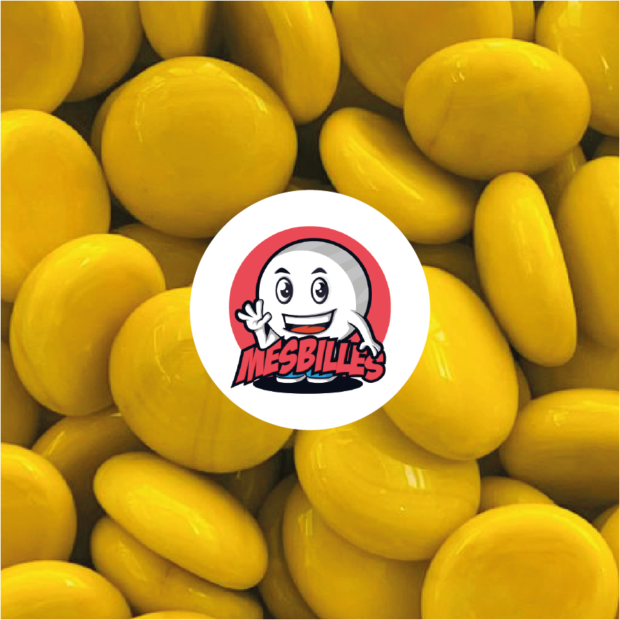 1 Flache Murmel 18 mm Gelbe Perle