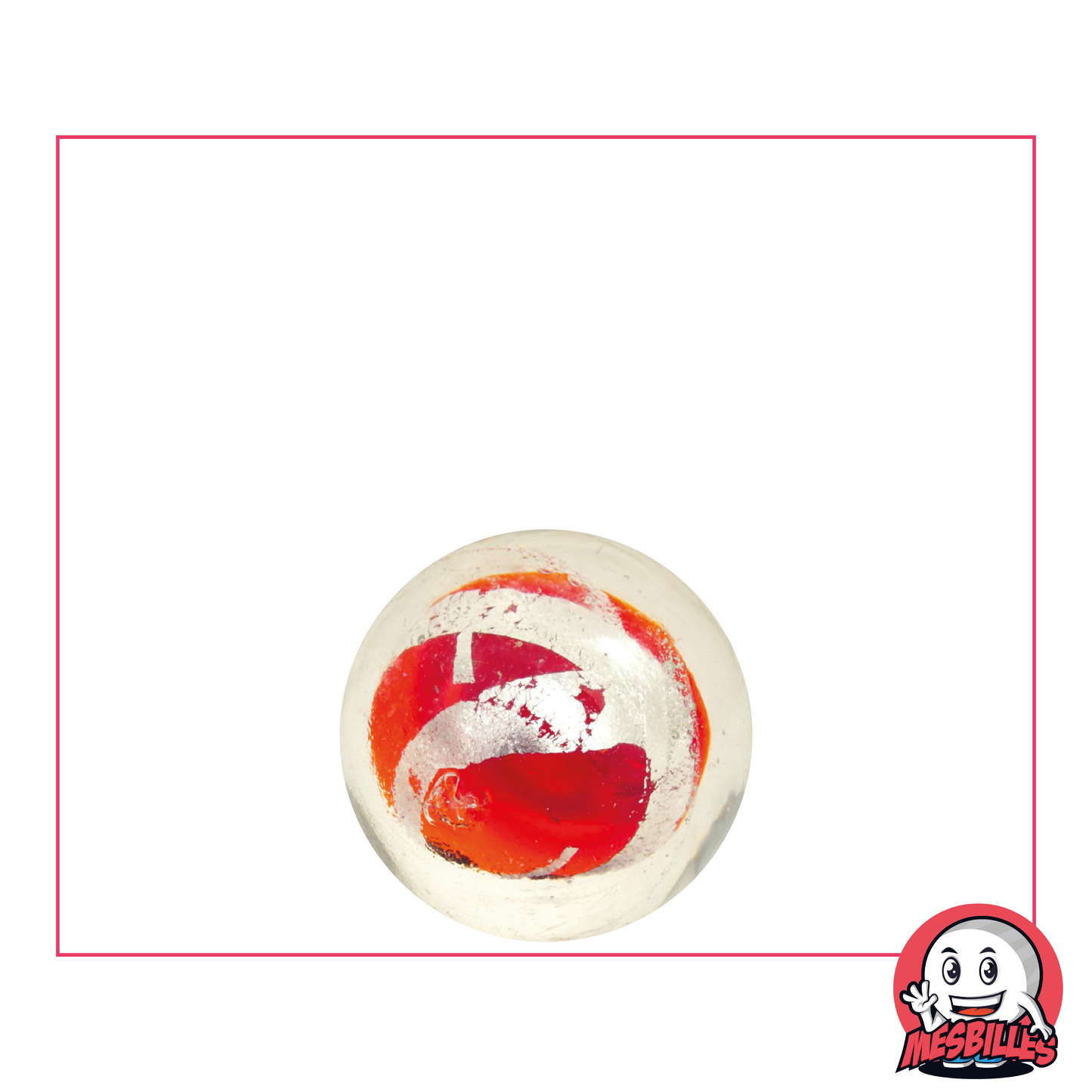 1 Murmeln Kunst Käfig Silber Rot 16 mm