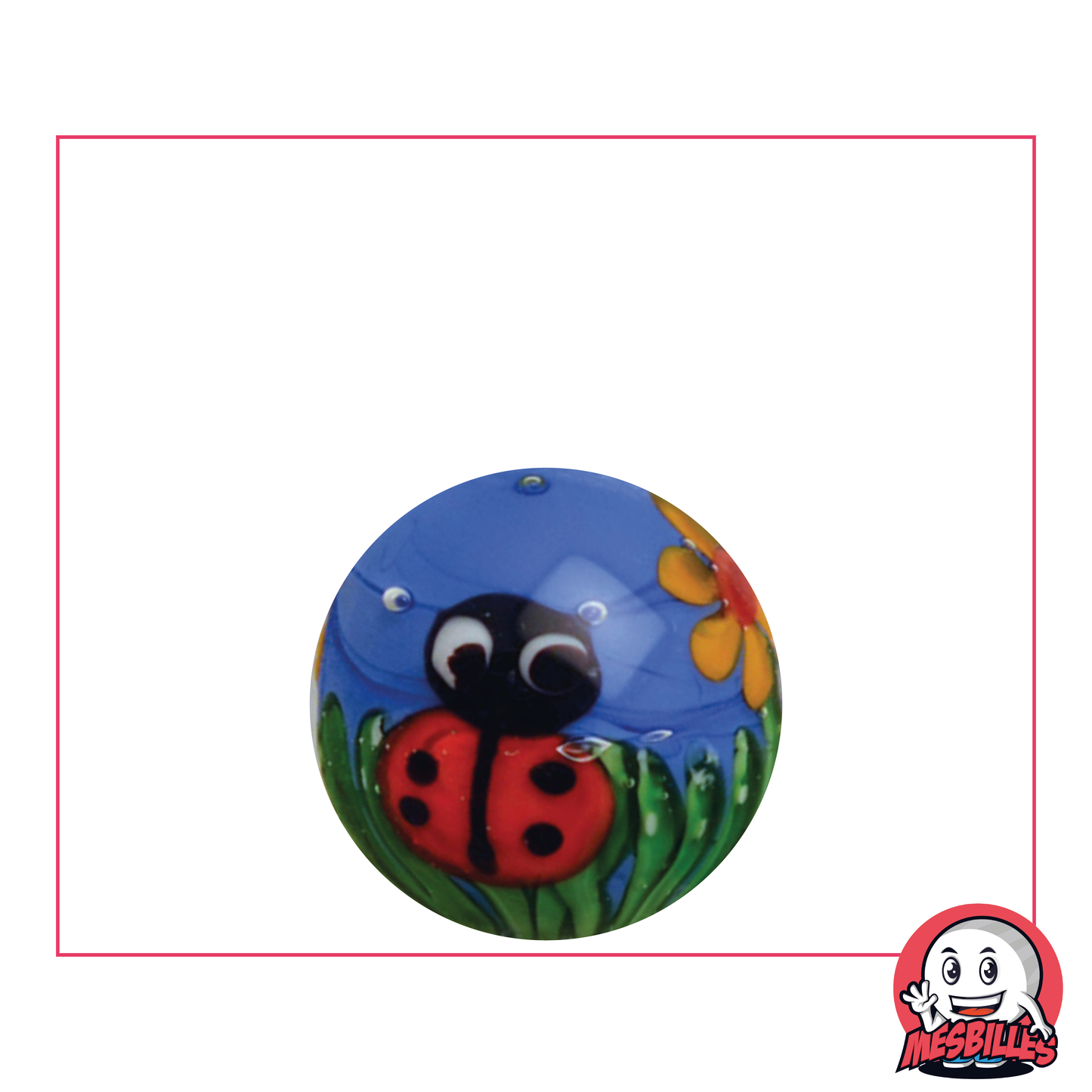 1 Murmel Kunst Coccinelle Blau 22 mm