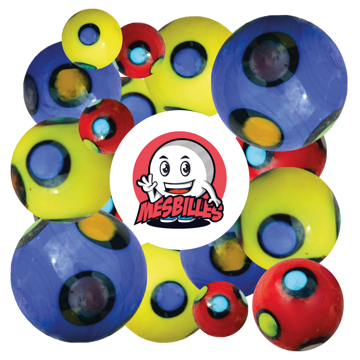 1 Murmeln Kunst Punkt Rot 22 mm