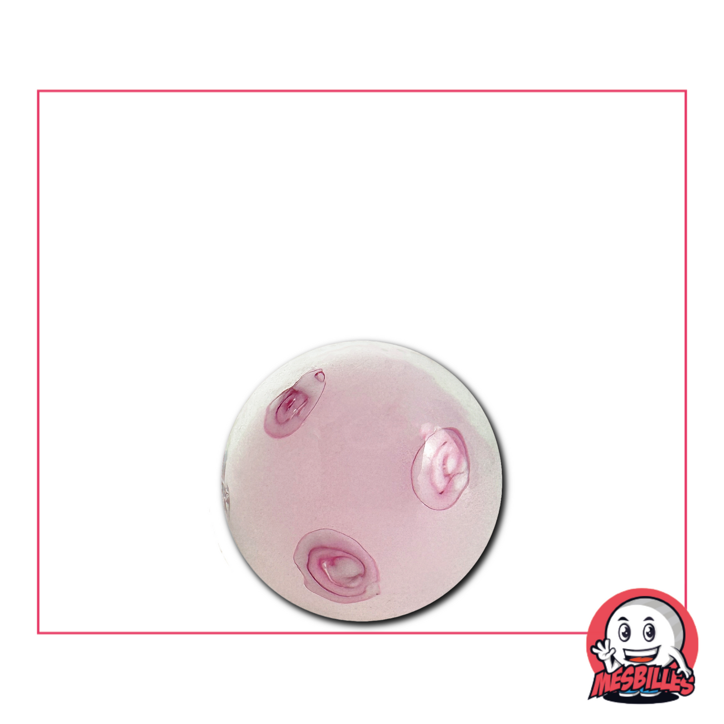 Pastellrosa Murmeln aus handgefertigtem Glas, 16 mm, verziert mit zarten lila Kirschblüten, die einen sanften, frühlingshaften Akzent setzen.
