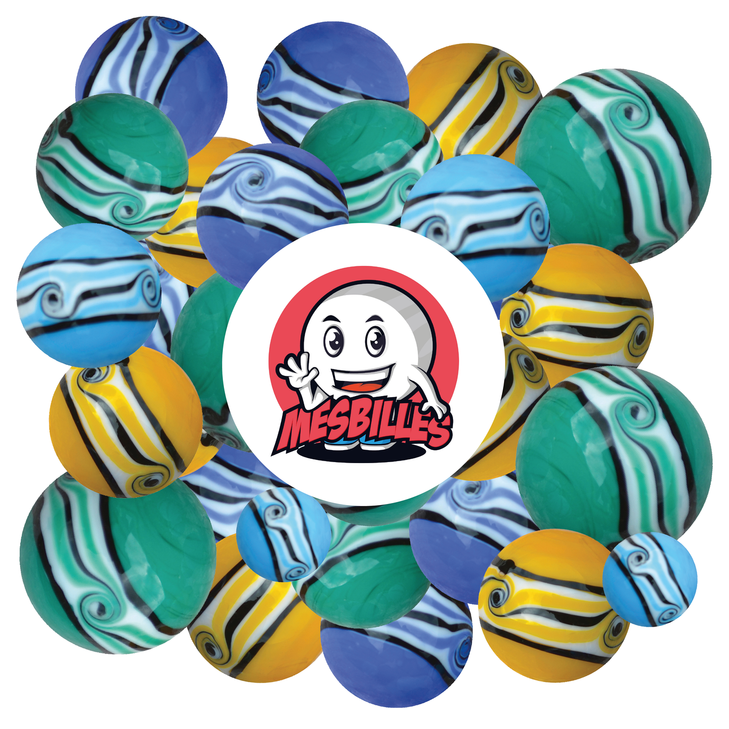 1 Murmeln Kunst Hawaii Blau 16 mm