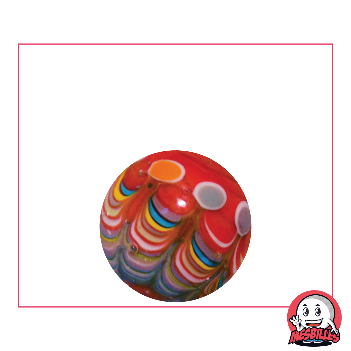 Murmeln Art Joker Rouge 22 mm, personalisierte handgefertigte Murmeln mit mehreren farbigen Runden.