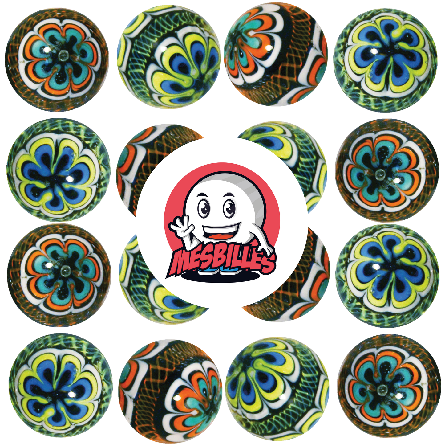 1 Murmeln Mandala Grün 16 mm