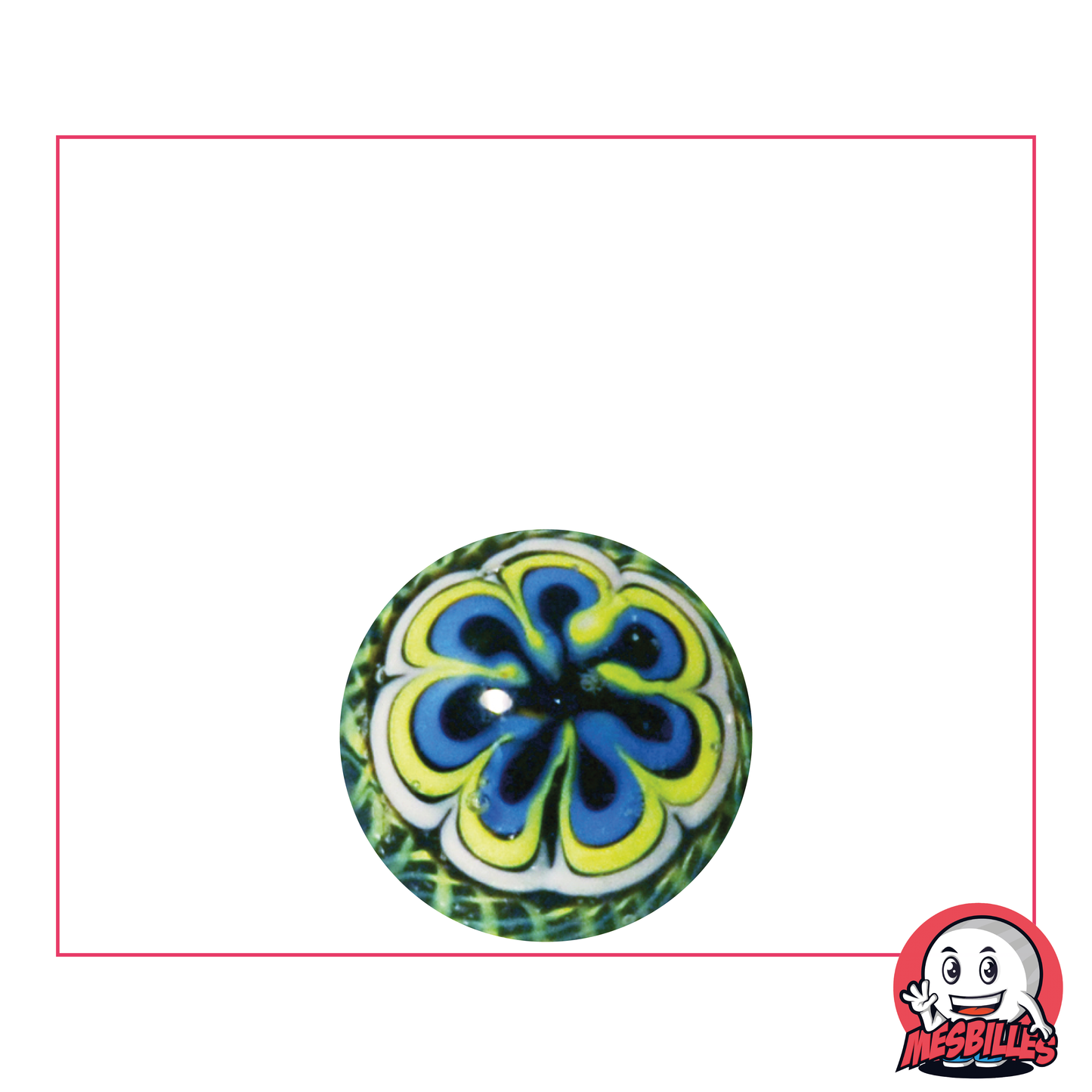 Murmeln Mandala 16 mm, mehrfarbig grün – seltenes Miniaturkunstwerk