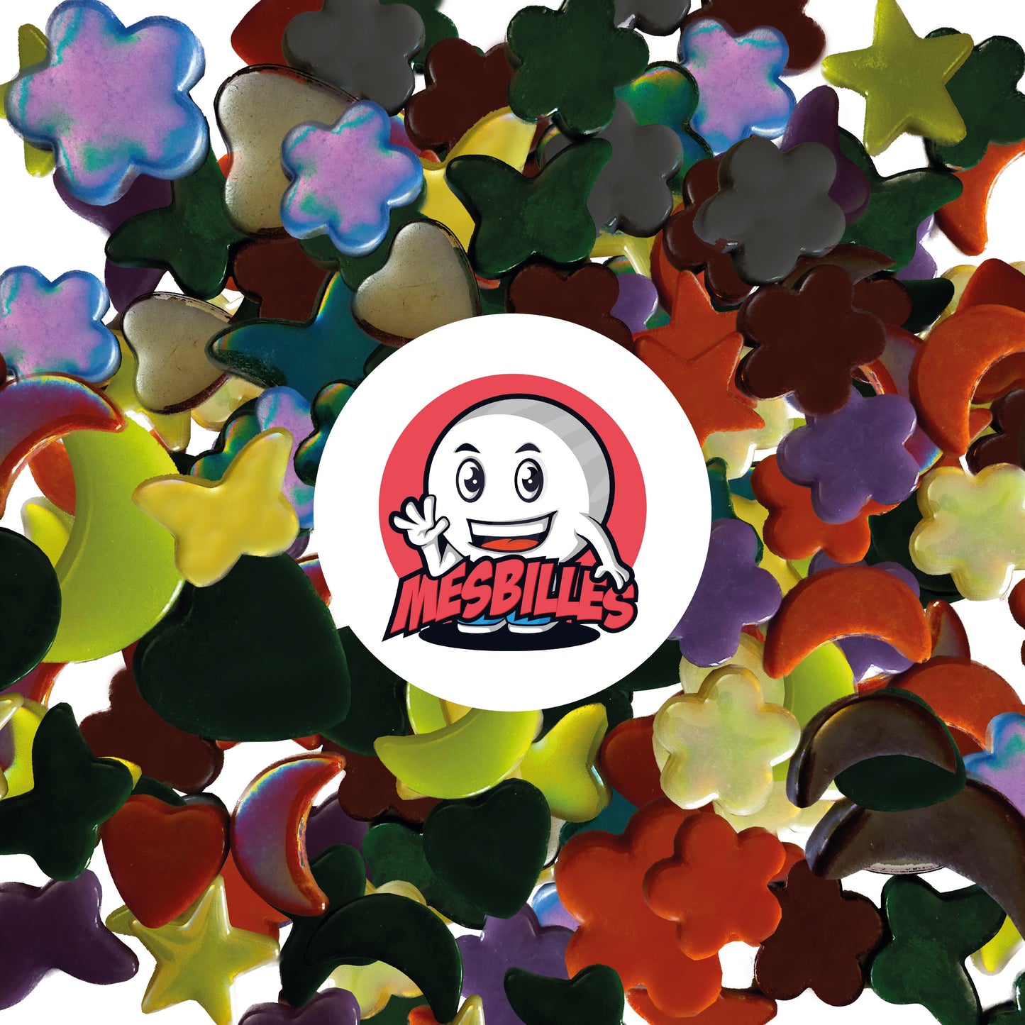 Logo MeineMurmeln auf Herzmurmel violett extra flach