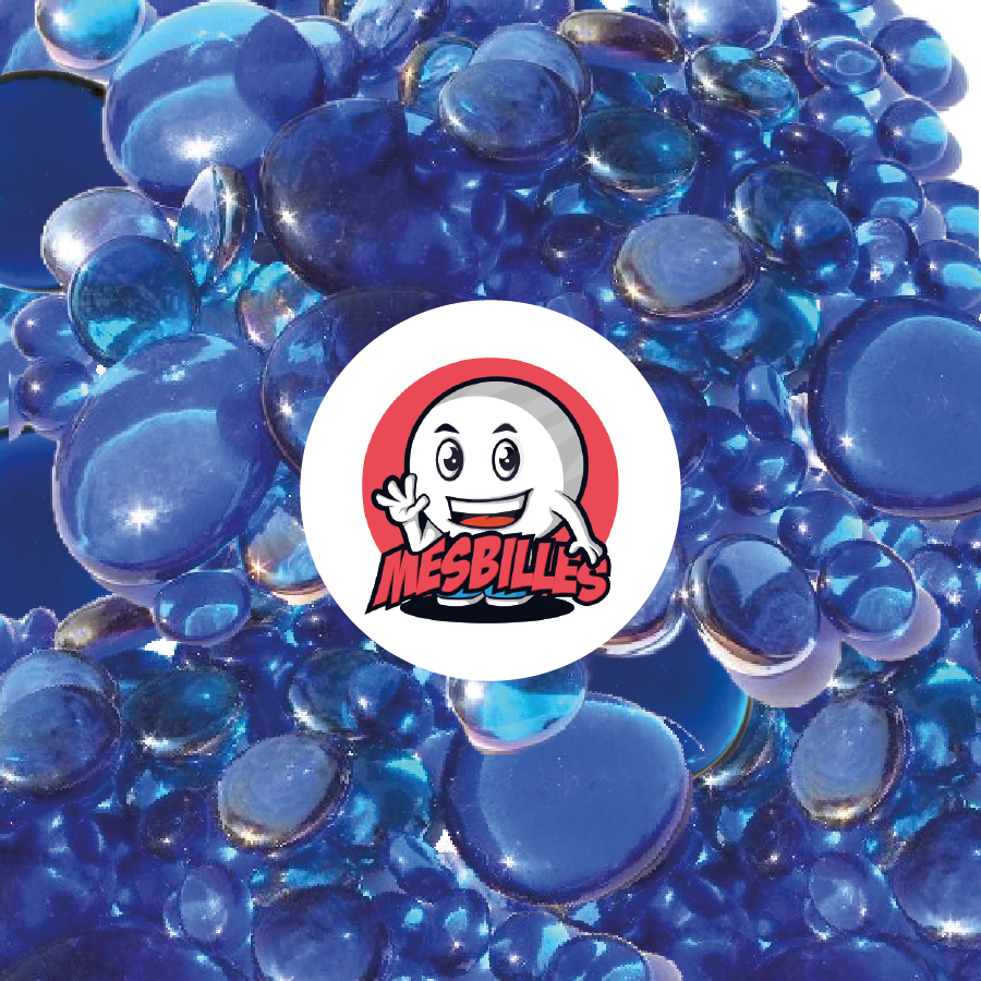 250 g - MeineMurmeln - Flache Murmeln, Mischung Nachtblau, 30 mm, 18 mm, 12 mm, mehr oder weniger dunkel, transluzent