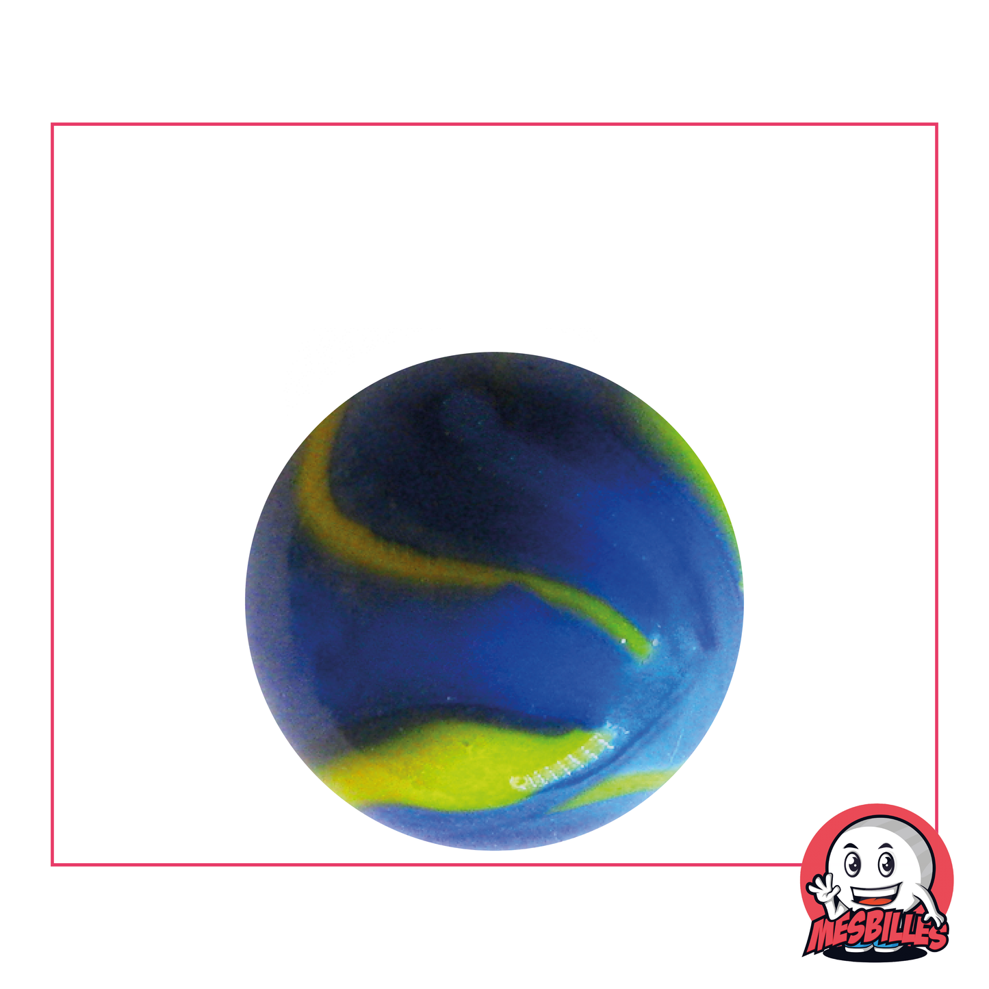 Murmeln Van Gogh 25 mm aus opakem Glas, gelb mit blauen Streifen – MesBilles