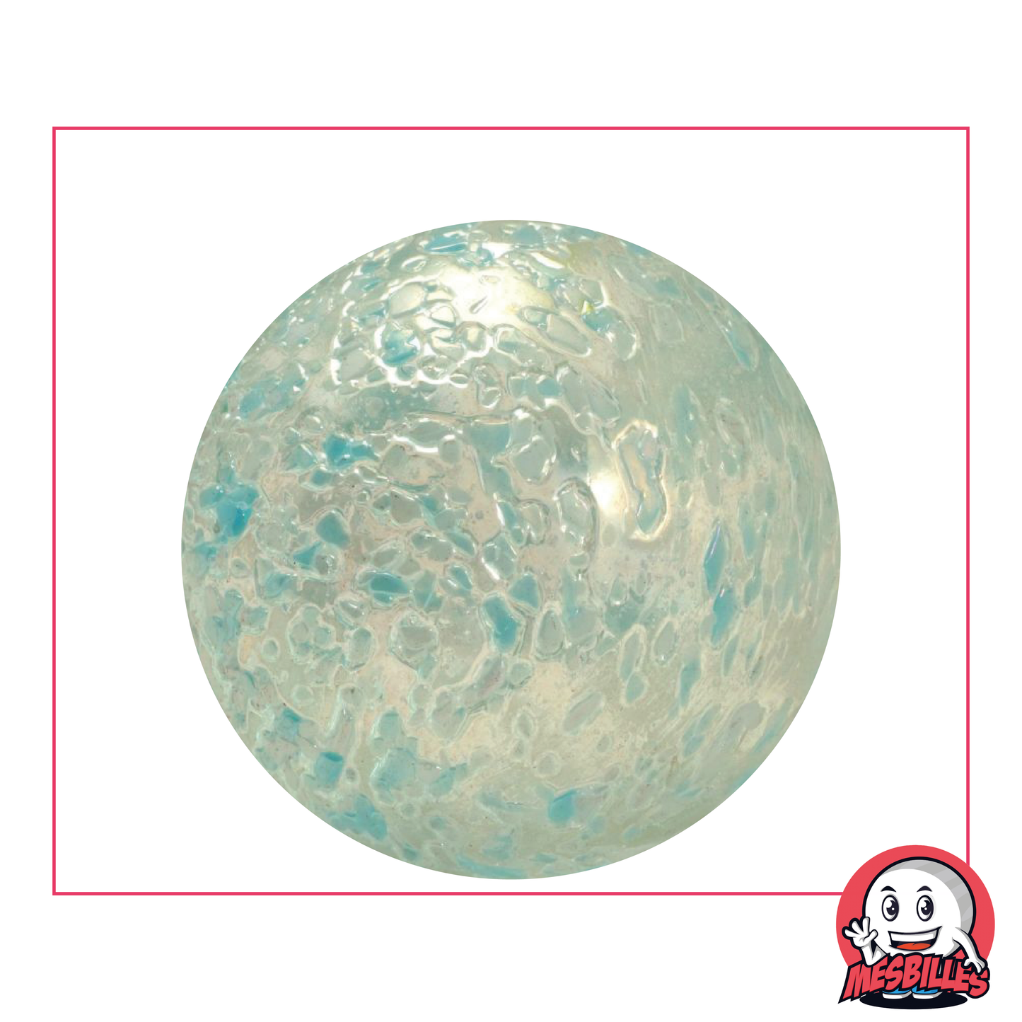 Murmeln Nugget 42 mm transluzentes Glas mit blauen Splitter - MeineMurmeln