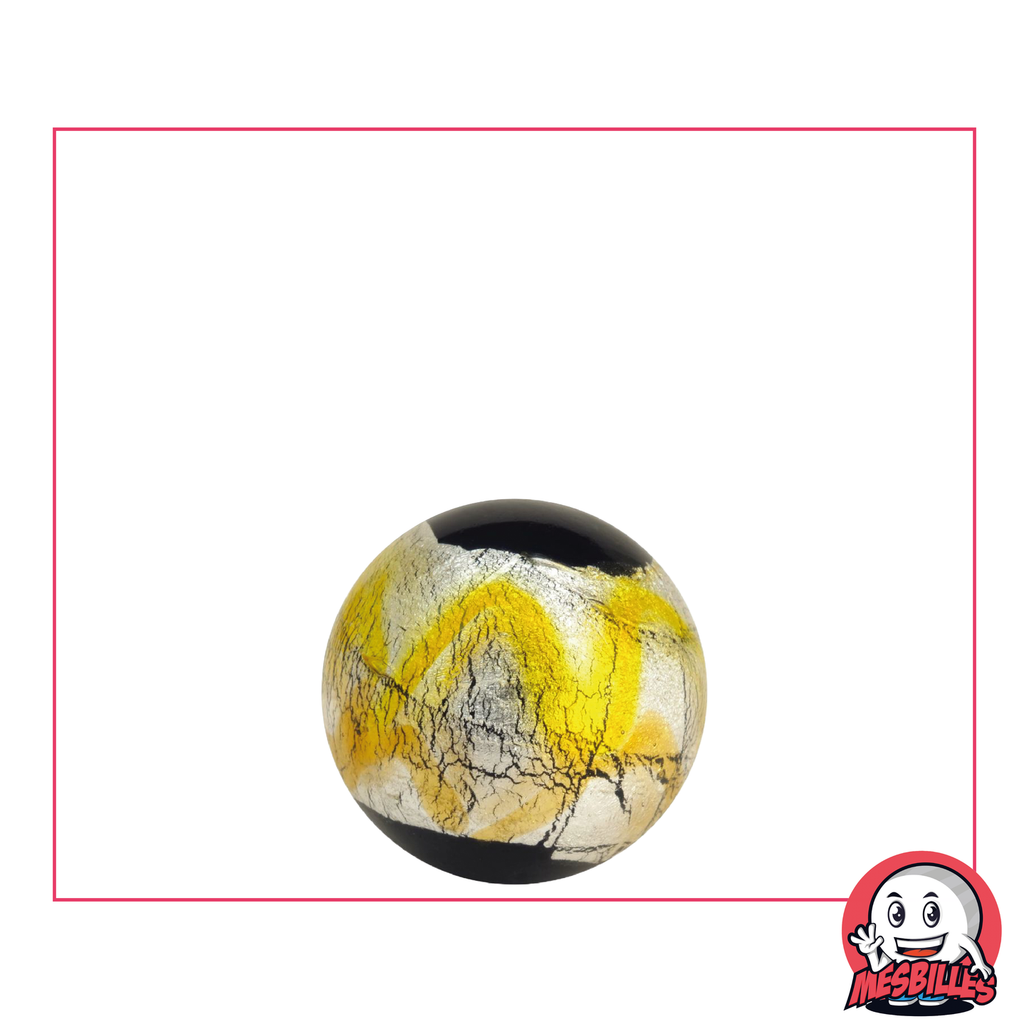 Murmeln Kunst Machu Picchu 16 mm hochwertig, schwarz mit metallisiertem Band in Goldgelbtönen