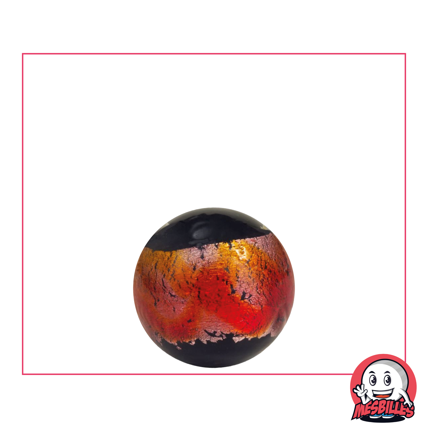 Kunstmurmel Machu Picchu Rot 16 mm, hochwertig, schwarz mit orange-rotem Metallband