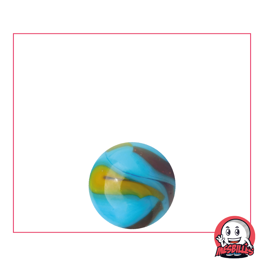 Murmeln „Planet Erde“ opak blau mit schwarzen Spuren, 14 mm – MesBilles