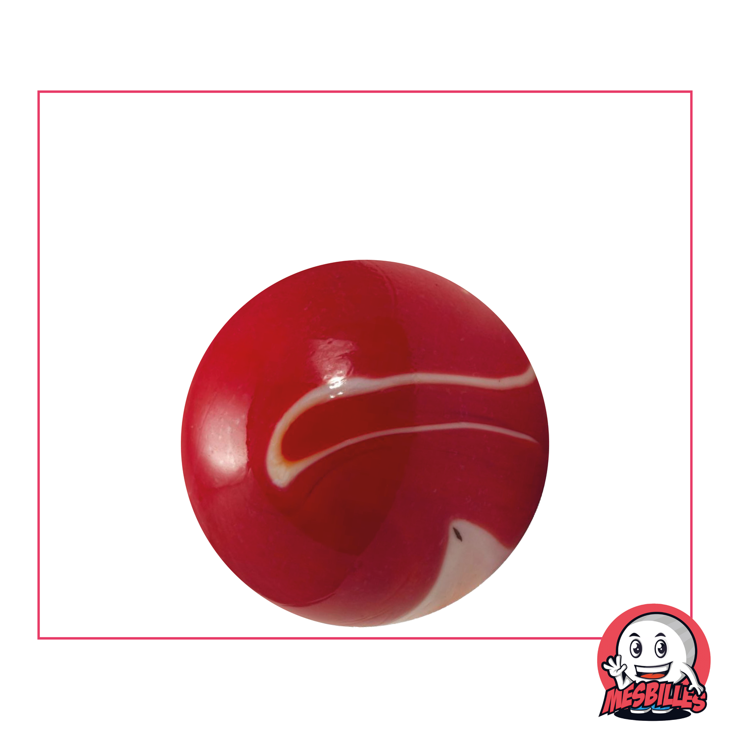 Undurchsichtige rote Murmeln mit weißen Spuren, undurchsichtige Glasmurmel, 25 mm - MeineMurmeln