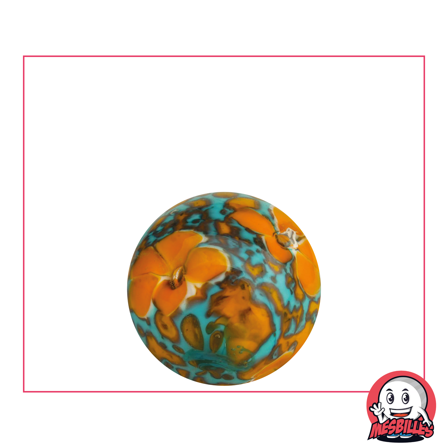 1 Murmel Kunst Teppich Blumen Orange 22 mm