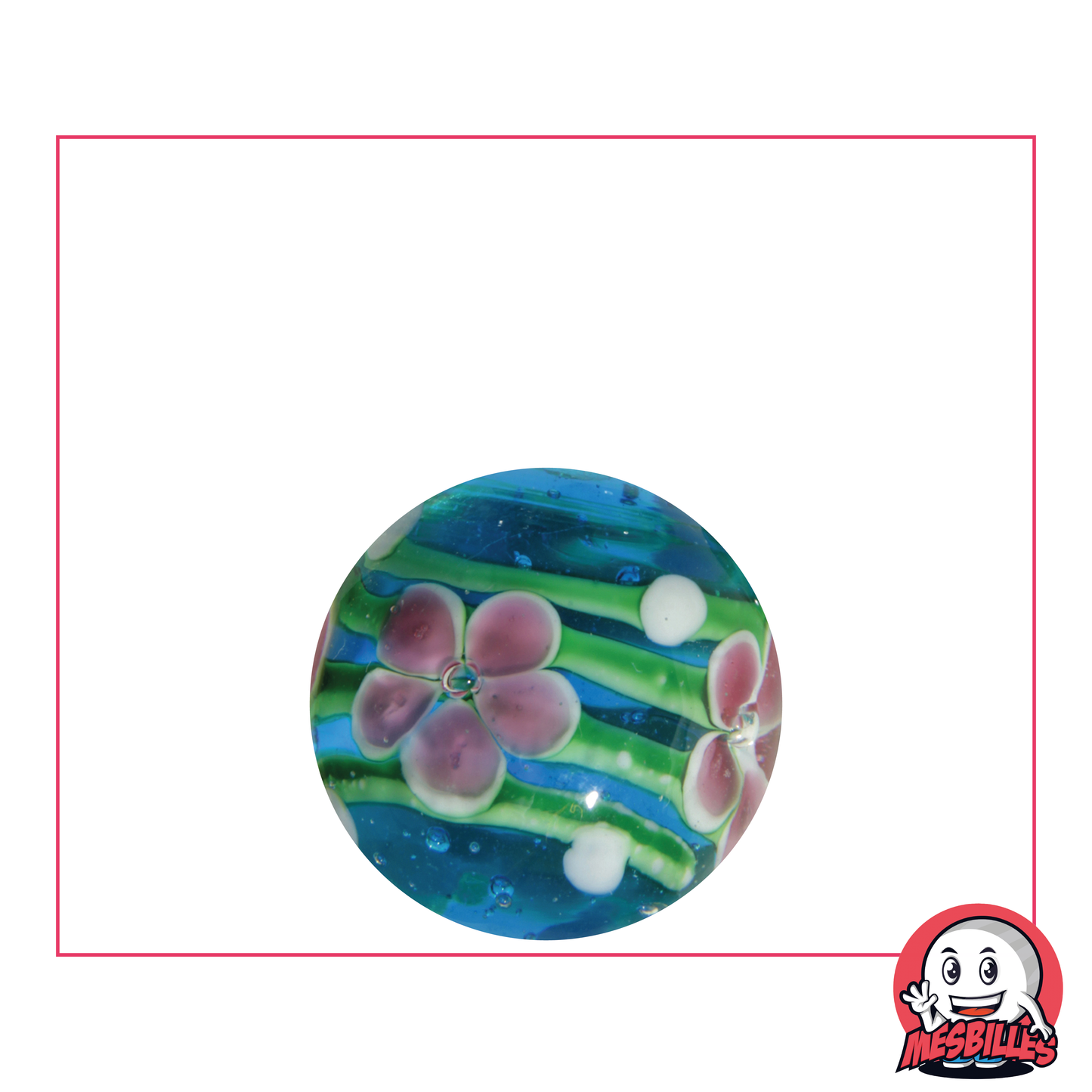 1 Murmel Kunststiel Blume Blau 22 mm