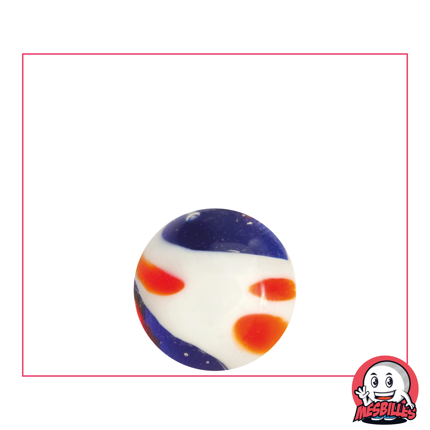 Kunstmurmel Yin-Yang Blau 16 mm mit farbigen Wellen, halb undurchsichtig, halb transparent