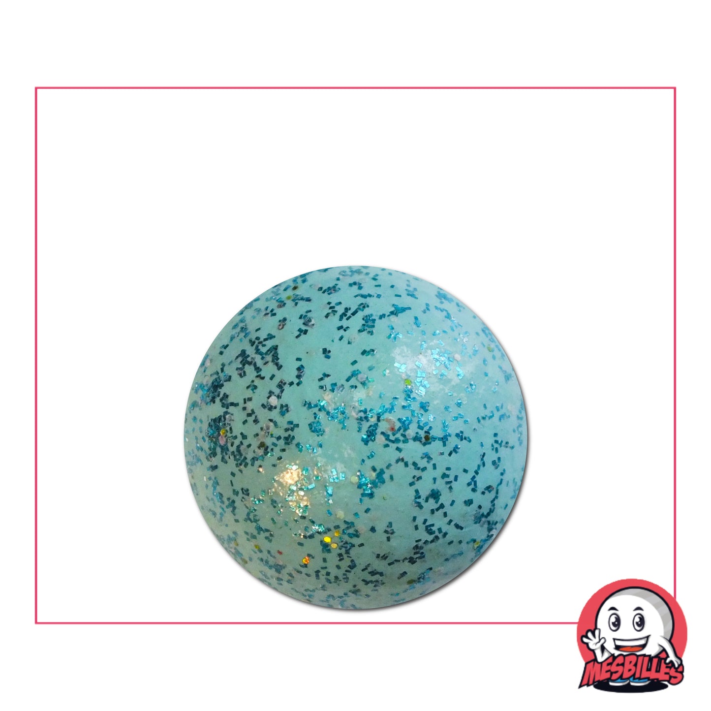 Bille en terre bleu paillettes 22 mm, décorée d’éclats scintillants, parfaite pour collections ou parties de billes animées