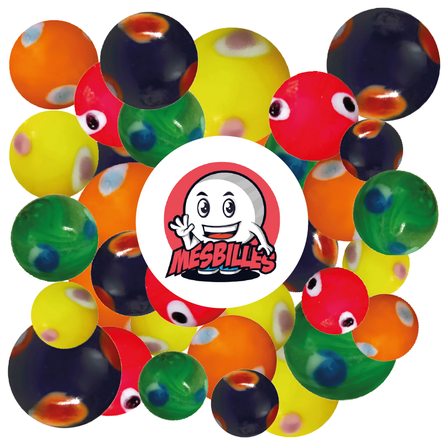 Mascotte Mesbilles - Kim'Play im Großformat, Glasmurmel Galactika Gelb, opak, 25 mm