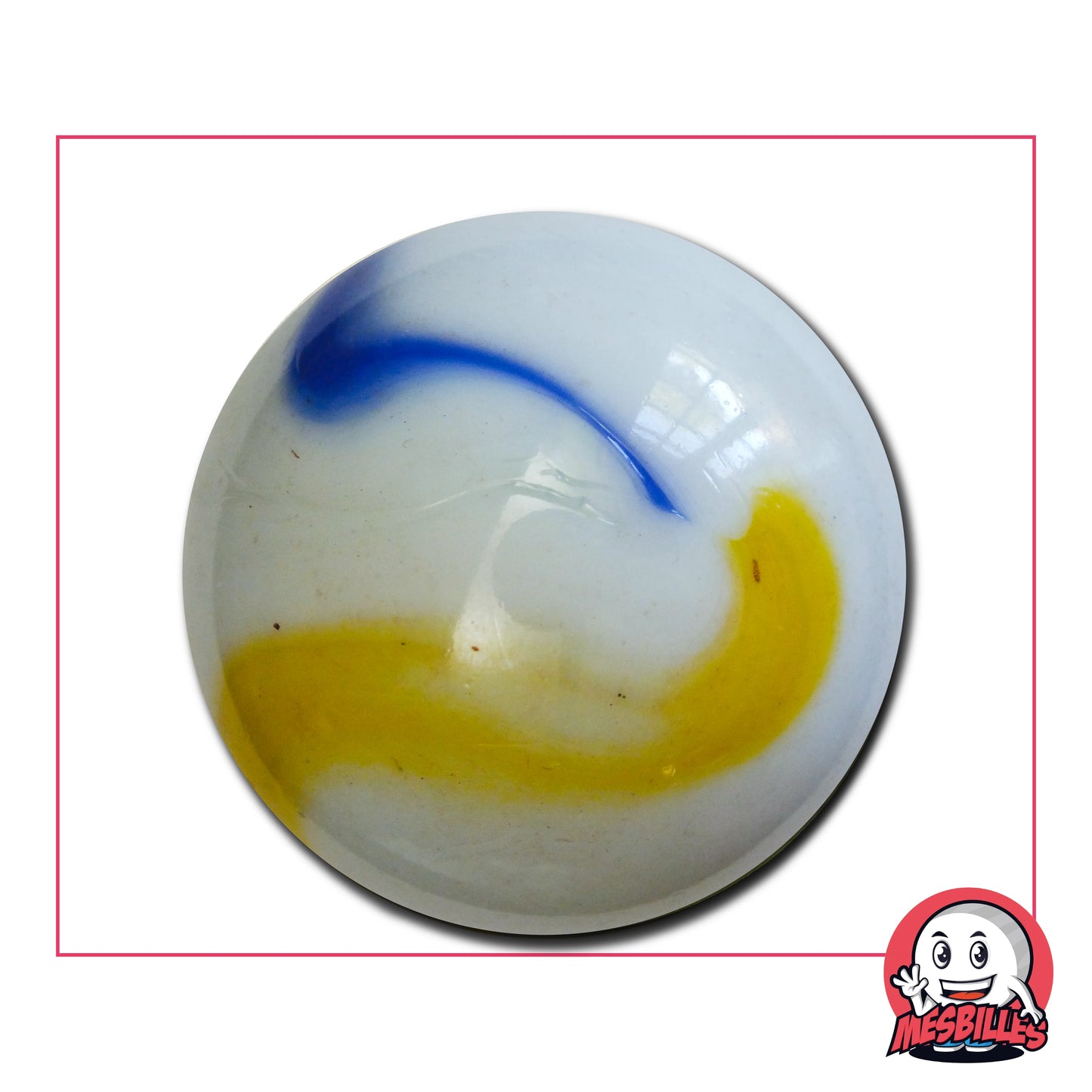 Bille en porcelaine blanche de 42 mm, rare et élégante pour collection