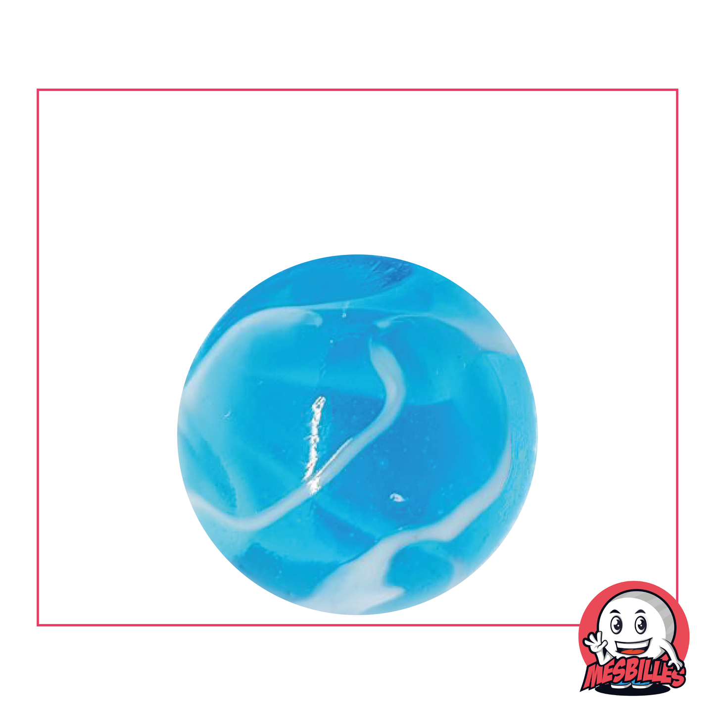 Murmeln H2O 25 mm, aus transluzentem blauem Glas mit weißem Durchschein, attraktiv für Murmel-Liebhaber