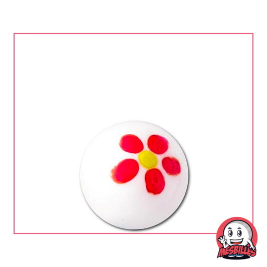 Die rote Murmel Gänseblümchen 16 mm ist eine handgefertigte Kunstmurmel.