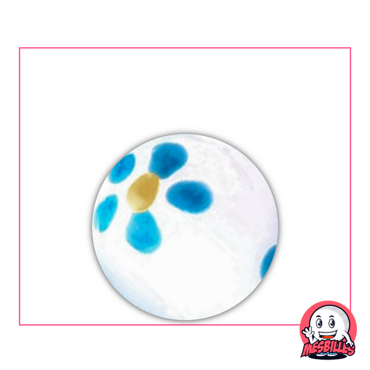 Die Murmeln Gänseblümchen weiß und blau 25 mm sind handgefertigte Kunstmurmel.