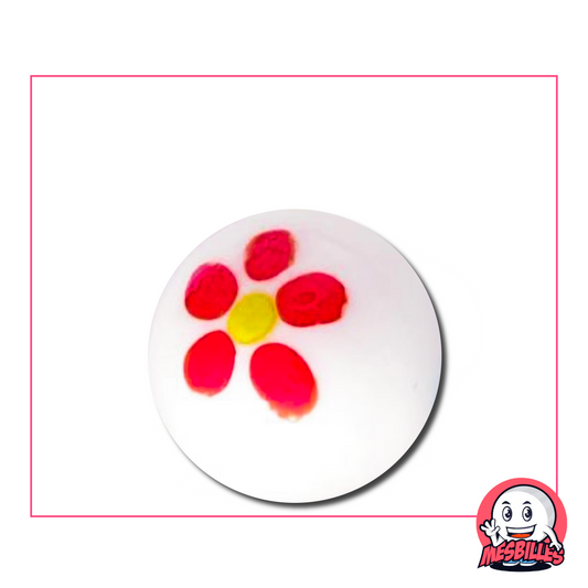 Die Murmeln Gänseblümchen Weiß und Rot 25 mm sind handgefertigte Kunstmurmel.