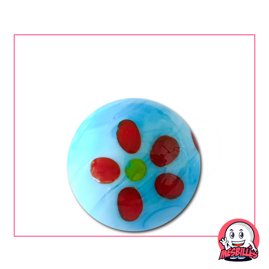 Die Murmeln Gänseblümchen Blau 25 mm sind handgefertigte Kunstmurmel.