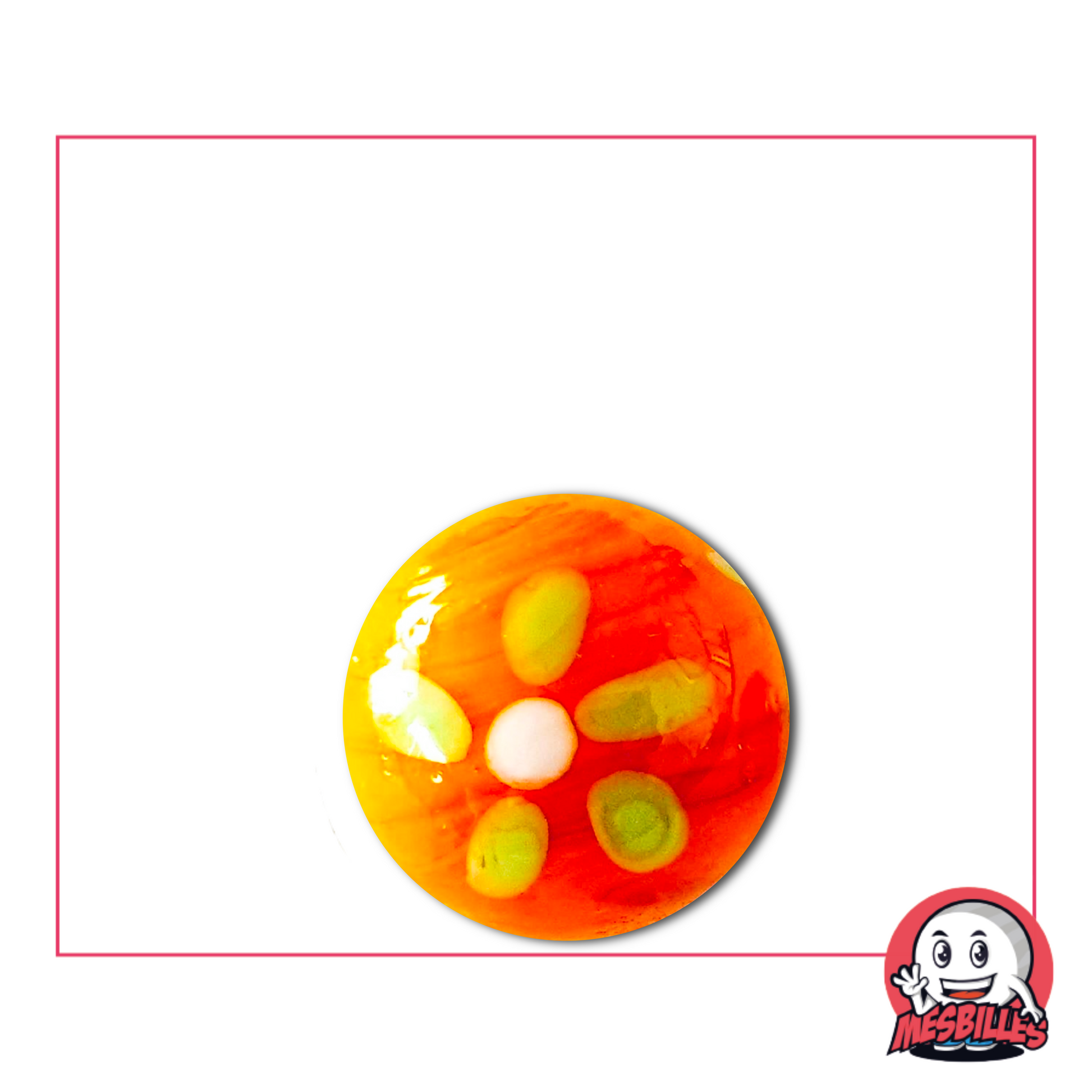 Die Murmeln Gänseblümchen Orange 16 mm sind handgefertigte Kunstmurmel.