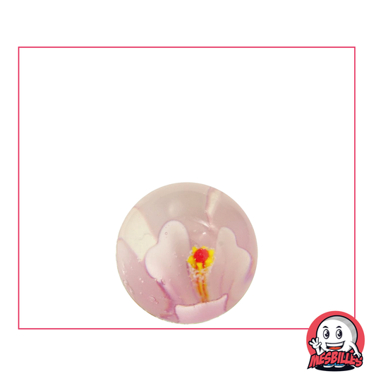 3D-Kunstmurmel mit Blume, 16 mm, transparente Murmel mit rosa Blume als Einlage, einzigartige Kunstmurmel