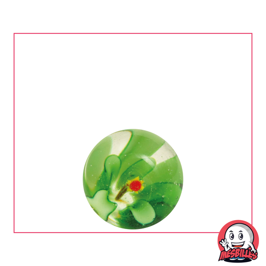 Murmeln Kunstblume 3D Grün 16 mm, Kristallmurmel mit eingelegter Blume, handgefertigte Kunstmurmel