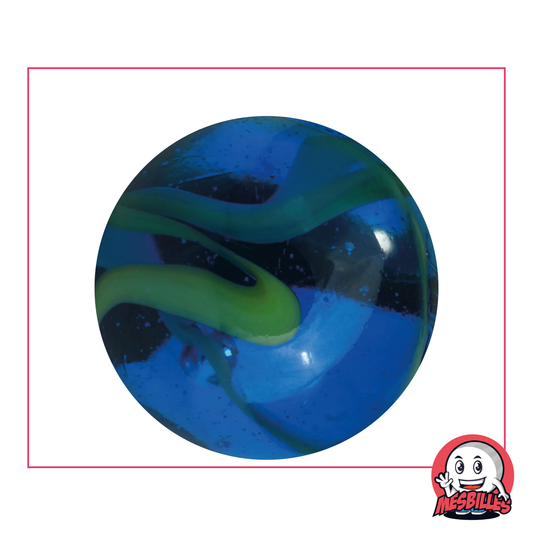 1 Murmeln Abysse 42 mm aus transluzentem Glas in Blau - Türkis, Murmeln in Walgröße