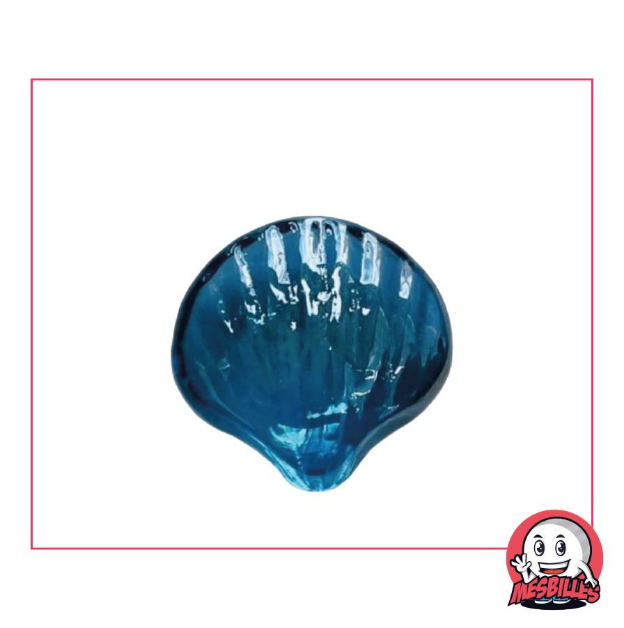 Murmeln Muschel aus transluzentem Glas in intensivem Blau, flache Form, Größe 30 mm