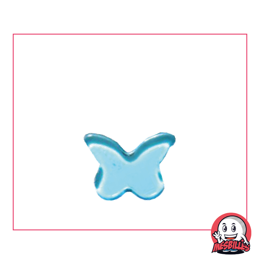 Extraflache Murmeln Schmetterling aus transluzentem Glas, blau - MeineMurmeln