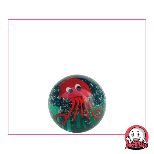 Murmeln Krake Rot 16 mm handgefertigt, ein scharlachrotes Juwel für Ihre Aquatik-Sammlung