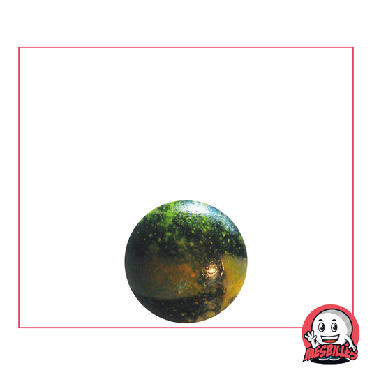 Pluto-Murmel 14 mm – Opakes schwarzes Glas mit gelben Flecken – MeineMurmeln